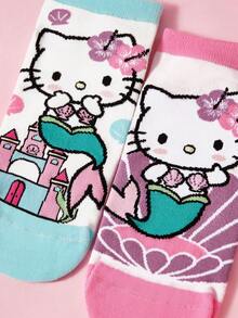 HELLO KITTY AND FRIENDS | SHEIN 2 Pairs Of Cartoon Pattern Women's Socks - color mixing - View 3