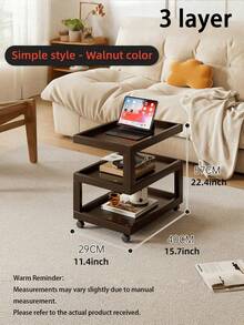 3 Layer Geometric Aesthetic Design Solid Wood Living Room Side Table, Camphor Wood Material Bedside Table, Movable Bedside Table With Headboard Storage Rack, Simple And Modern Bamboo Small Side Table, Creative - Multicolor - View 8
