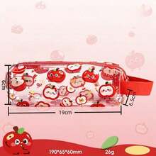 1 pieza Estuche de lápiz de PVC con diseño de capibara - Bolsa con cremallera de una sola capa de gran capacidad - Bolsa de bolígrafos impermeable para la escuela y la oficina - Rojo - Ver 10