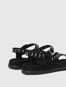 HighSole Women's Casual Buckle Design Flat Sandals For Daily Wear And Vacation Summer - Black - View 4