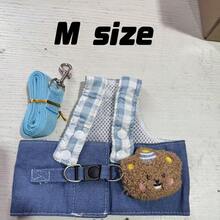 Summer Denim Pet Outfit, Adjustable Harness And Leash Set, Lightweight Breathable Denim Comfortable Pet Walking Clothes,Stylish Pet Costume, Perfect For Daily Strolls, Weekend Trips, Photo Shoots And Outdoor Activities For Small‑Medium Cats And Dogs - Blue - View 6