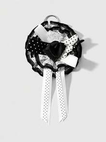 ROMWE Anime 1 Sweet Academy Black Pink Polka Dot Wings Mesh Lace Ribbon Handmade Complex Rose Corsage DIY Keychain Bag Pendant, Ladies Wear Holiday Gift - Multicolor - View 15