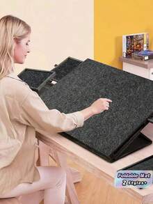 1PC Foldable Standing Puzzle Mat Felt Board With Drawers DarkGray Portable Large Foldable Puzzle Pad For Adults Family Travel Game Room Organizer Storage - multicolor - View 1