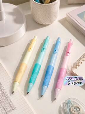 1/2/4pcs Mechanical Pencil + 8/16/32pcs Refill Leads + Eraser, Self-Sharpening, Ergonomic Grip 2.0mm Thick Lead, Suitable For Writing & Drawing, Back To School