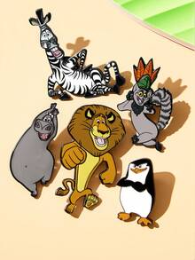 SHEIN MADAGASCAR 5入組時尚可愛卡通動物胸針徽章，彩色鋅合金滴油珠寶飾品配件，適用於外套與書包扣飾 - 彩色 - 查看 3