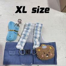 Summer Denim Pet Outfit, Adjustable Harness And Leash Set, Lightweight Breathable Denim Comfortable Pet Walking Clothes,Stylish Pet Costume, Perfect For Daily Strolls, Weekend Trips, Photo Shoots And Outdoor Activities For Small‑Medium Cats And Dogs - Blue - View 8