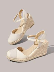 Styleloop Women's Woven Rope Platform & Wedge Sandals, Bohemian Style Western Music Festival Party Wear For Christmas Valentine's Day Vacation Outfits Travel - Beige - View 3