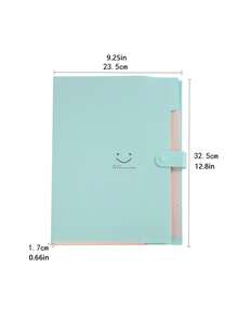 1pc,Green Smiling Face Folder Bag, Information Booklet, Simple Multi-Layer Folding Folder, Suitable For Office And School File Storage, A Must-Have Item For The School Season, Applicable To Stationery Products - Mint Green - View 3