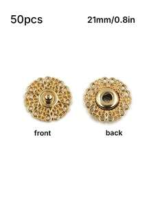 1 Pack 50 Pcs Exquisite Metal Snap Buttons Invisible Coat Fasteners Hidden Buckles For Sweaters Garments Three Colors Available - multicolor - View 13