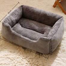 放鬆小狗與貓寵物床，毛絨寵物沙發床，配備厚實柔軟的骨科填充墊，保暖小狗睡眠巢，防滑底部，適合小型至中型犬貓的舒適室內床，灰色 S/M/L - 彩色 - 查看 7