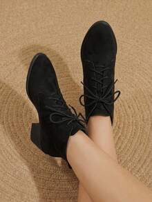 Styleloop Women's Ankle Boots And Booties Pointed Black Sexy Booties Strap Cloth Knight Boots Thick Heel Western Boots Street Fashion Commuter Dress Boots Fall Shoes - -- black -- - View 10
