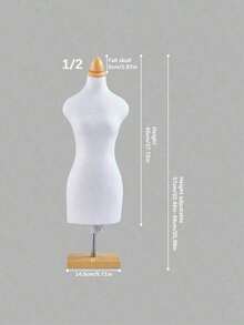 1 Mini Mannequin Sewing Teaching Prop With Square Base For Clothing Display - Beige - View 12
