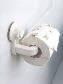 1Pc Strong Adhesive Free Tissue Holder Non Slip Rustproof Plastic Toilet Paper Roll Holder Universal Size For Bathroom Shower Kitchen Durable Wall Mount Storage Organizer - Multicolor - View 3