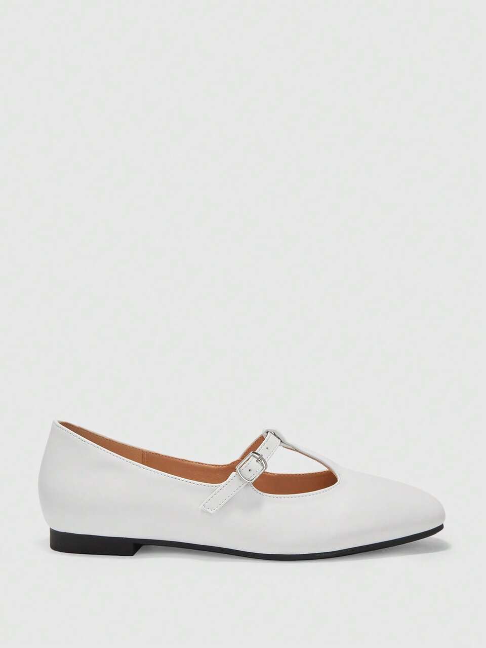 CUCCOO BIZCHIC Retro T-Word Thin Strap Square Buckle Light Mouth Flat Sole Shoes Low Heel Mary Jane Shoes Simple Gentle Style Daily Commuter Women's Shoes