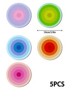 Joivida 5PCS Color Gradient Concentric Circle Round Cup Mats, Smooth Acrylic Coasters For Coffee Mugs And Water Cups, Reliable Heat Insulation Function Prevents Furniture Scalding And Water Traces - Multicolor - View 10
