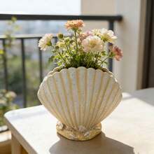 Creative Shell Conch Shaped Resin Planter, Unique Succulent Green Plant Pot, Minimalist Home Ornament For Window Sill Desk Garden, Plant Succulents And Small Green Plants, Creative Shape Planter - 1PC - View 1