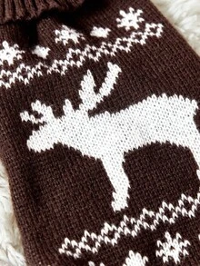 PETSIN 1pc Pet Christmas Sweater With Universal Geometric Patterns For Cats And Dogs And Deer Patterns, Fashionable, Classic, Elastic, Comfortable, High Neck, Warm Pet Sweater - Multicolor - View 6