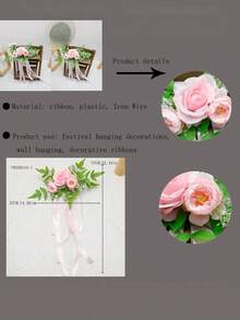 1 Peça Arranjo Floral Artificial de Eucalipto e Rosa para Encosto de Cadeira, Decoração de Casamento e Festa ao Ar Livre, Ornamento de Mesa, Plástico Realista, Sem Rega, Fácil Manutenção, Versátil para Uso Interno e Externo, Decoração para Casa e Jardim, Presente - Multicolorido - Visão 5