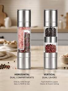 Teckwe Double-Ended Pepper Grinder With Coarse/Fine Adjustment-Stainless Steel Manual Kitchen Seasoning Shaker, Perfect For Picnics And Steak-A Great Kitchen Helper - one size fits all - View 3