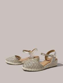 Styleloop Women's Wedges & Platform Shoes, Breathable Metal Mesh Wedges, Bohemian Style, Vacation Wear, Travel Essentials, Commuting Versatile - Gold - View 7