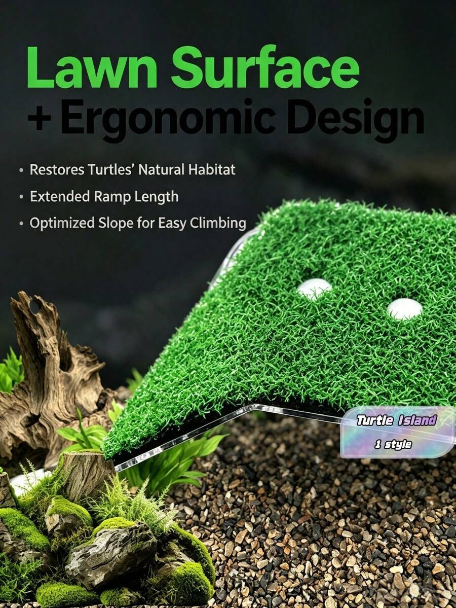 1 Turtle Sun Floating Island With Artificial Grass Platform-Turtle Tank/Fish Tank Decoration Reptile Accessories Mini Swimming Ring, Suitable For Brazilian Squirrel Turtle/Water Turtle/Tortoise To Rest, Sun, Climbing Reptile Habitat Decoration - Multicolor - View 1