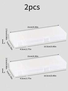 1pc Solid Pencil Case Back To School,Pencil Pouch,School Bag Suitable For Back To School Season Student Supplies Pen Storage Box, Christmas Gift Multifunctional Stationery Box, Semi Transparent Pen Box - White - View 12