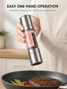 Teckwe Double-Ended Pepper Grinder With Coarse/Fine Adjustment-Stainless Steel Manual Kitchen Seasoning Shaker, Perfect For Picnics And Steak-A Great Kitchen Helper - one size fits all - View 2