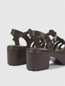 HighSole 女士时尚黑色高跟凉鞋，适合夏季毕业典礼、舞会、度假等各种场合，包括夏季、圣诞节、秋季、新年等节日。 - 摩卡棕 - 查看 4