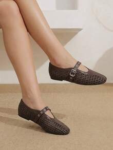 Styleloop Wanita, Paku Willow, Gesper, Sepatu Datar. - Cokelat tua - View 7