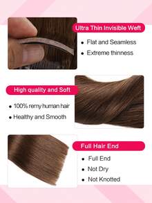 Seamless Clip Ins Extensiones de cabello humano Remy con clips invisibles, 8 piezas, 110g-120g, extensiones de cabello humano con clips en la cabeza completa - S4 - Ver 5