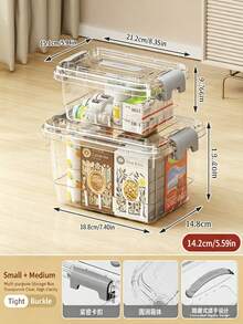 1 Set Of 2 Pieces Of PP Transparent Storage Box Set Can Be Affixed With Wheat Logo Sundries Storage Box Thickened Plastic Kitchen Storage Box - Multicolor - View 2