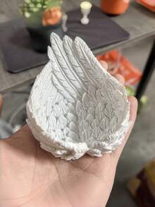 1PC Standard Size Durable Non Slip Scratch Resistant Sturdy Resin White Angel Wings Feather Wings Crystal Ball Display Base Jewelry Ring Necklace Earring Storage Organizer Stand For Home Office Bedroom Vanity Tabletop Decor Gift Housewarming Wedding - multicolor - View 3