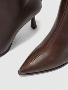 CUCCOO BIZCHIC Women's Side Zipper Slim High Boots Pointed Toe Thin Heel High Heel Temperament Commuter Style Workplace Versatile Fashion Boots - Brown - View 6