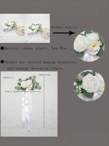1 Peça Arranjo Floral Artificial de Eucalipto e Rosa para Encosto de Cadeira, Decoração de Casamento e Festa ao Ar Livre, Ornamento de Mesa, Plástico Realista, Sem Rega, Fácil Manutenção, Versátil para Uso Interno e Externo, Decoração para Casa e Jardim, Presente - Multicolorido - Visão 11