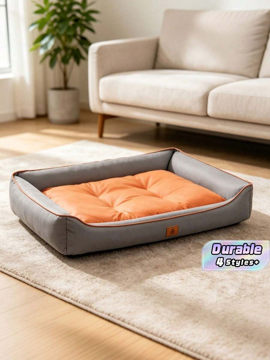 1pc Waterproof Dog Bed, UV Resistant Breathable Oxford Fabric Crate Mat, Non-Slip Removable Washable Cover, All-Season Pet Pad For Small Medium Large Dogs, Scratch Resistant Cute Design - Multicolor - View 1