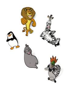 SHEIN MADAGASCAR 5入組時尚可愛卡通動物胸針徽章，彩色鋅合金滴油珠寶飾品配件，適用於外套與書包扣飾 - 彩色 - 查看 5