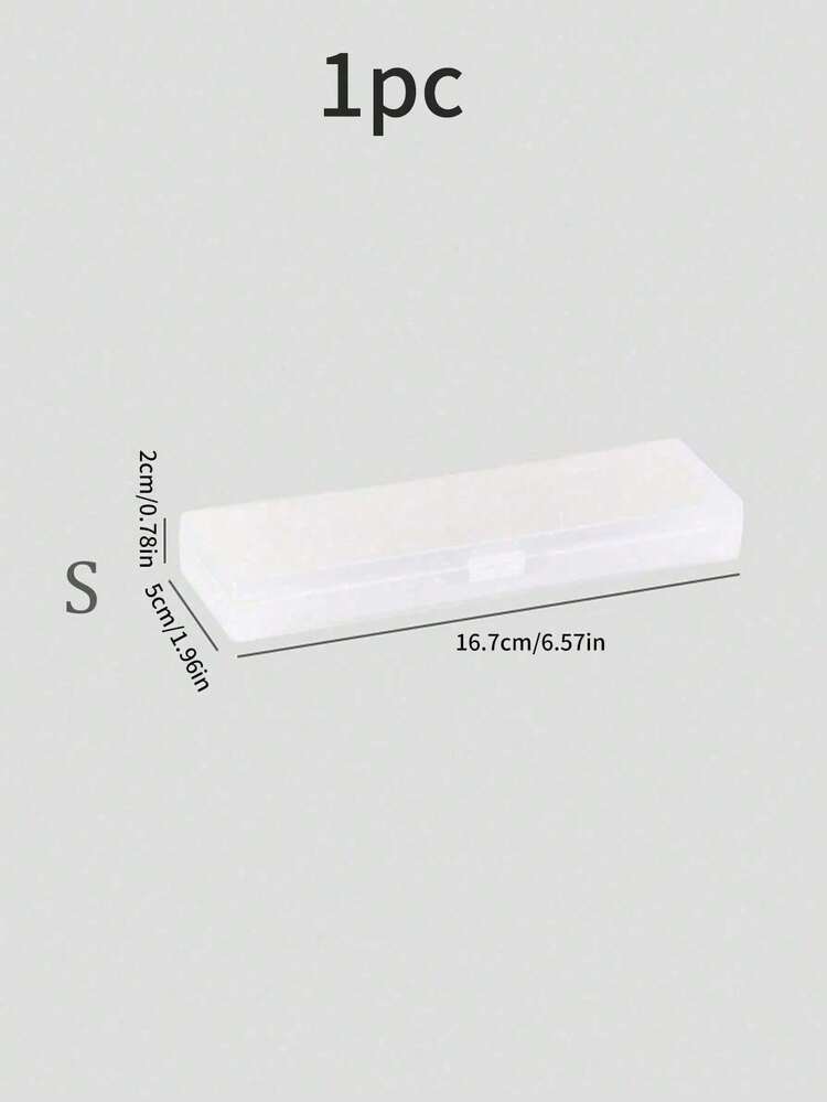 1pc Solid Pencil Case Back To School,Pencil Pouch,School Bag Suitable For Back To School Season Student Supplies Pen Storage Box, Christmas Gift Multifunctional Stationery Box, Semi Transparent Pen Box - White - View 13
