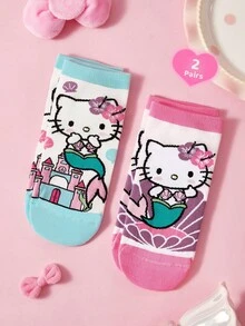 HELLO KITTY AND FRIENDS | SHEIN 2 Pairs Of Cartoon Pattern Women's Socks - color mixing - View 1