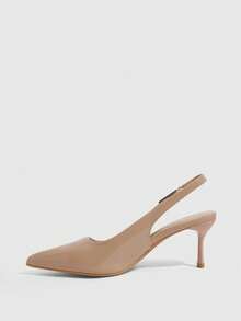 CUCCOO SZL New Fashion Pointed Toe Apricot Back Strap Rhinestone Buckle Stiletto High Heel Pumps Minimalist Commuter Sexy Party Evening Women's Shoes - Apricot~ @ - View 4