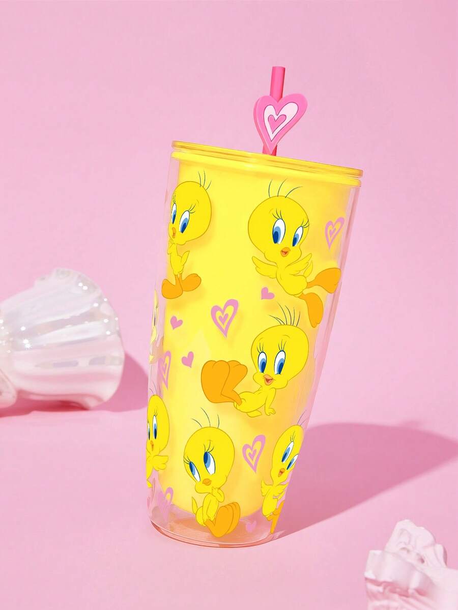 LOONEY TUNES X SHEIN 24盎司/700毫升雷射冷感平底杯 - 黃色 - 查看 1
