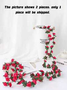 1Pc 45 Heads Artificial Rose Vine, Fake Hanging Flower Garland For Wedding Arch Flower Wall Decor - Multicolor - View 10