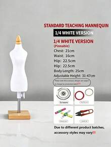 1 Mini Mannequin Sewing Teaching Prop With Square Base For Clothing Display - Beige - View 11
