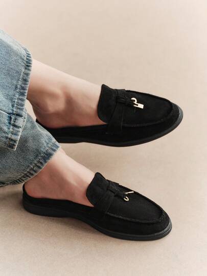 Rosivie Women's Loafers Hot Wind Soft Surface Thick Sole Retro High Vamp Professional Round Toe British Style Formal Style Small Leather Shoes Black Versatile Fall Shoes