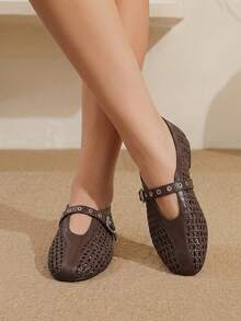 Styleloop Wanita, Paku Willow, Gesper, Sepatu Datar. - Cokelat tua - View 4