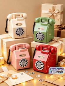 1PC Large Capacity Creative Retro Telephone Shaped Coin Bank Durable Resin Vintage Phone Piggy Bank Ornament Photo Prop Desk Decoration Gift For Home Office Study Room - nostalgia - View 1