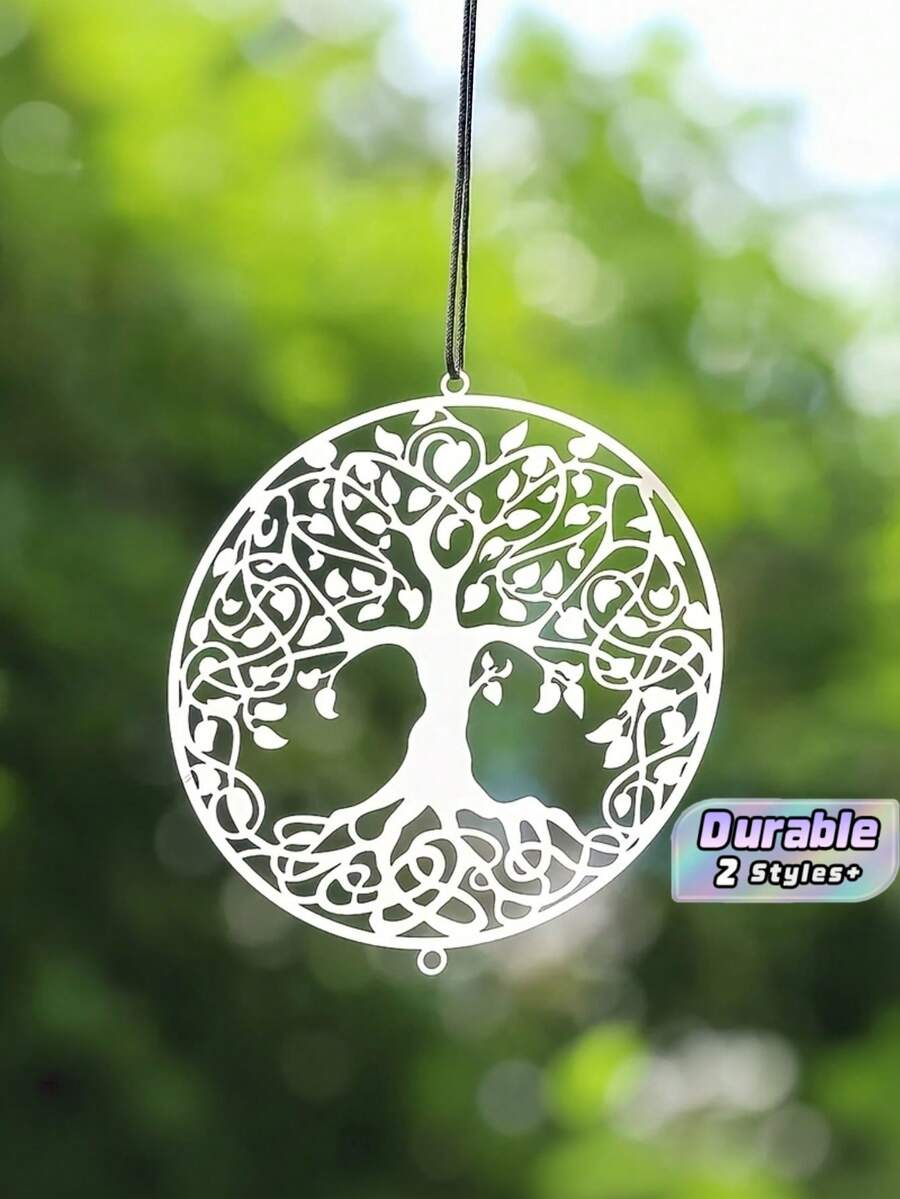 Tree Of Life Hollow Wind Chime Connectors Intricate Floral Leaf Pattern DIY Art Pendants Accessories For Dreamcatcher Wedding Indoor Outdoor Home Decor Tree Hanging Ornaments - 1PC - View 1