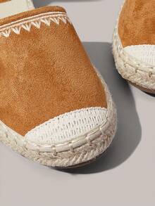Styleloop Ladies Camel Bohemian Vacation Embroidered Strap Hemp Rope Flat Shoes - Camel - View 5