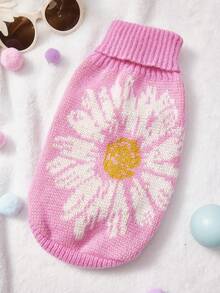 PETSIN 1 buah Sweater Hewan Peliharaan Motif Bunga Matahari Merah Muda, Tebal dan Hangat untuk Musim Gugur/Dingin. - MultiWarna - View 2