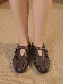 Styleloop Wanita, Paku Willow, Gesper, Sepatu Datar. - Cokelat tua - View 9