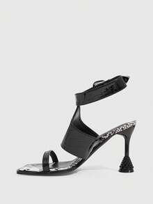 CUCCOO SZL Design Open-Toed Sandals Women's Ankle Buckle Fashion High Heels - Black - View 4